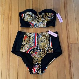 Printed High Waisted Bathing suit! NWT
